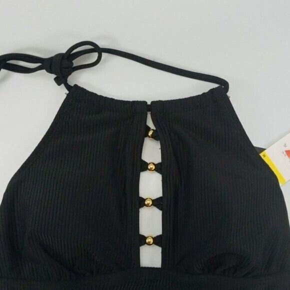 Salt + Cove Womens Juniors Ringing It Halter Swim Top Separates Black Small - Picture 4 of 9